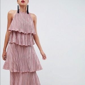 ASOS Rose tiered plisse maxi dress.